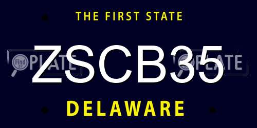ZSCB35 Delaware License Plate