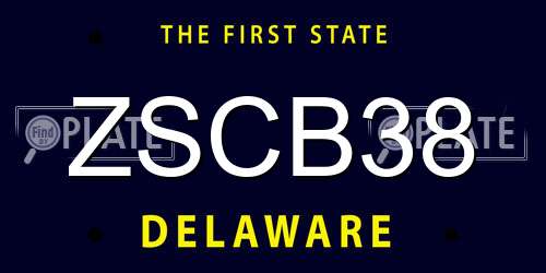 ZSCB38 Delaware License Plate