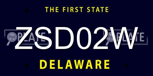 ZSD02W Delaware License Plate