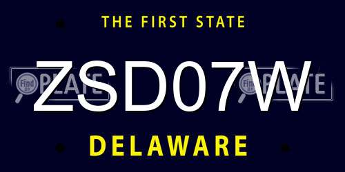 ZSD07W Delaware License Plate