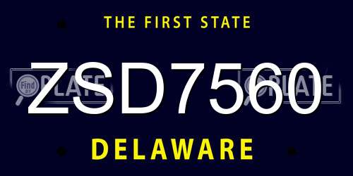 ZSD7560 Delaware License Plate