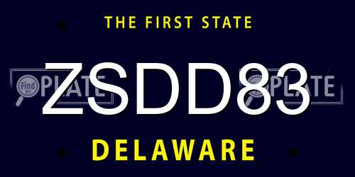 ZSDD83 Delaware License Plate