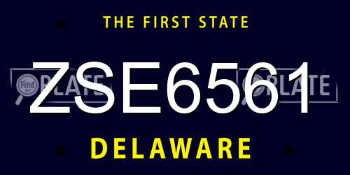 ZSE6561 Delaware License Plate