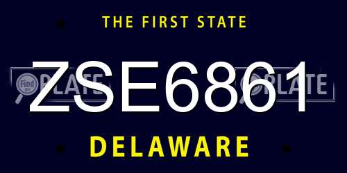 ZSE6861 Delaware License Plate