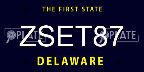 ZSET87 Delaware License Plate
