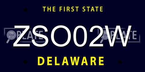 ZSO02W Delaware License Plate