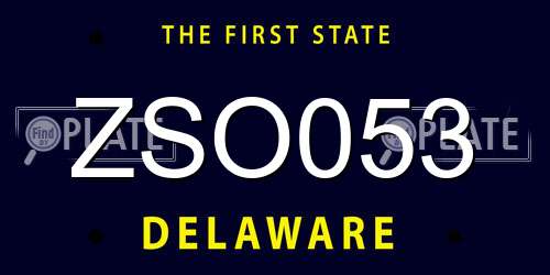 ZSO053 Delaware License Plate