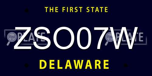 ZSO07W Delaware License Plate