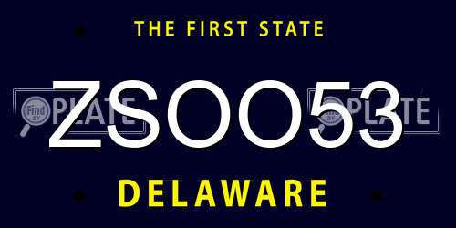 ZSOO53 Delaware License Plate