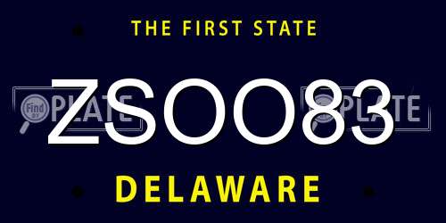 ZSOO83 Delaware License Plate