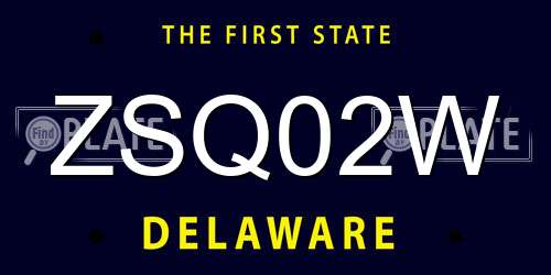 ZSQ02W Delaware License Plate