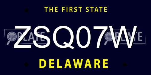 ZSQ07W Delaware License Plate