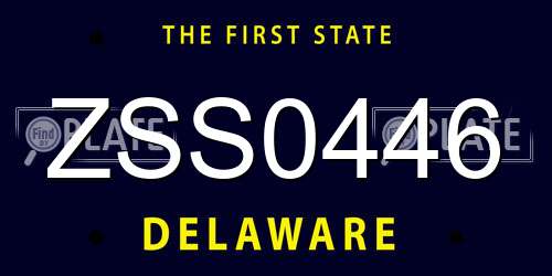 ZSS0446 Delaware License Plate