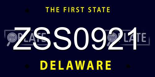 ZSS0921 Delaware License Plate