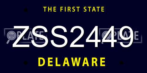 ZSS2449 Delaware License Plate