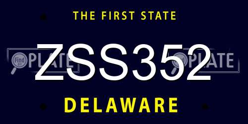ZSS352 Delaware License Plate
