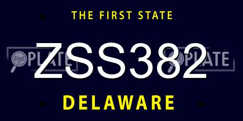 ZSS382 Delaware License Plate