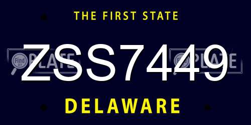 ZSS7449 Delaware License Plate
