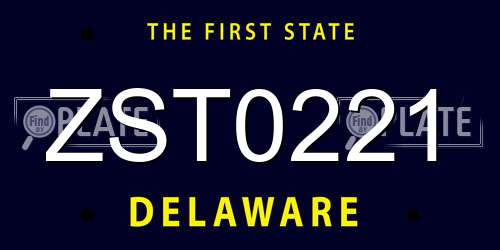 ZST0221 Delaware License Plate