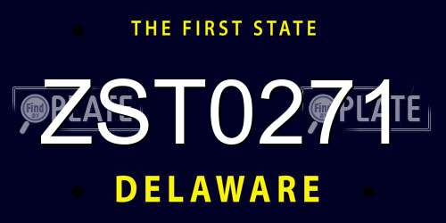ZST0271 Delaware License Plate