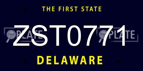 ZST0771 Delaware License Plate