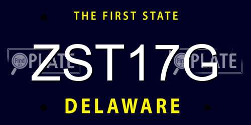 ZST17G Delaware License Plate