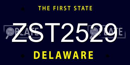 ZST2529 Delaware License Plate