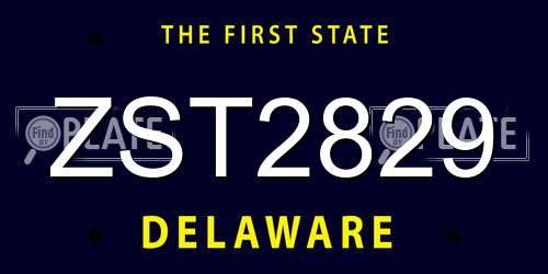ZST2829 Delaware License Plate