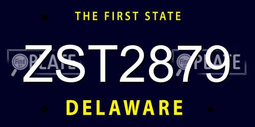 ZST2879 Delaware License Plate