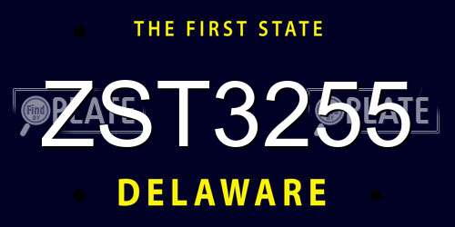 ZST3255 Delaware License Plate