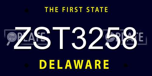 ZST3258 Delaware License Plate