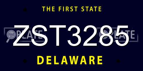 ZST3285 Delaware License Plate