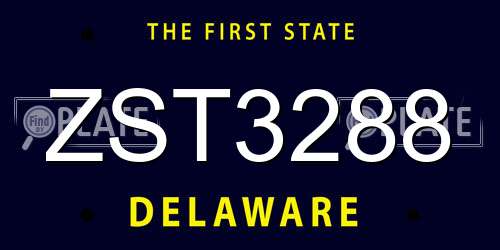 ZST3288 Delaware License Plate