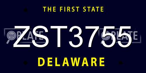 ZST3755 Delaware License Plate