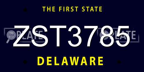 ZST3785 Delaware License Plate