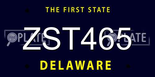 ZST465 Delaware License Plate