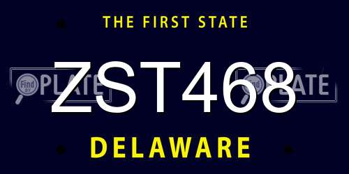 ZST468 Delaware License Plate