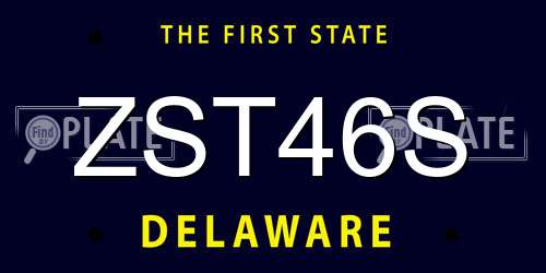 ZST46S Delaware License Plate