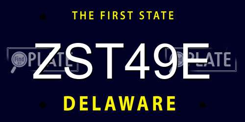 ZST49E Delaware License Plate