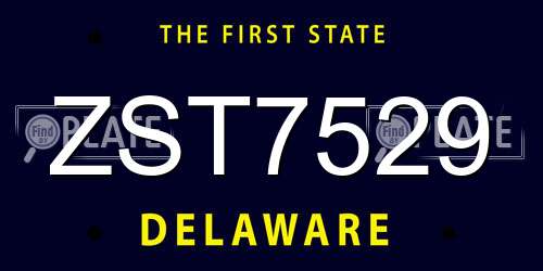 ZST7529 Delaware License Plate
