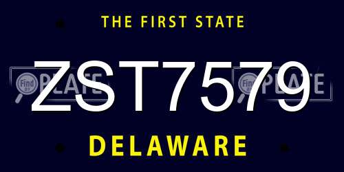 ZST7579 Delaware License Plate