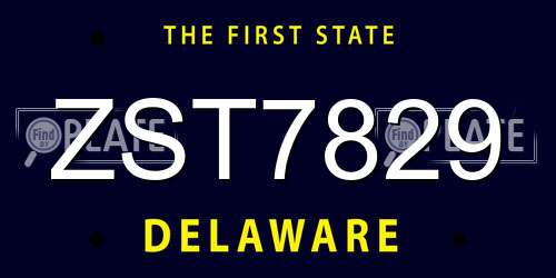 ZST7829 Delaware License Plate