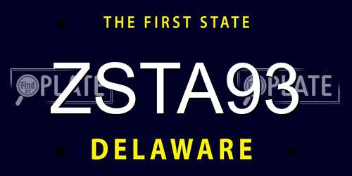 ZSTA93 Delaware License Plate