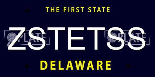 ZSTETSS Delaware License Plate