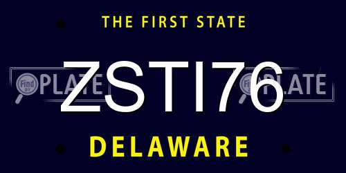 ZSTI76 Delaware License Plate