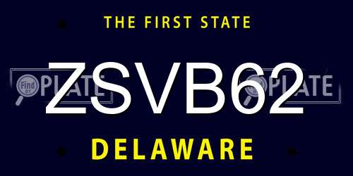 ZSVB62 Delaware License Plate
