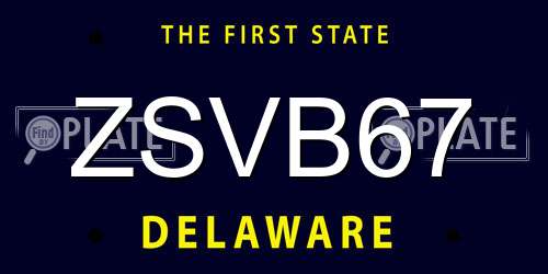 ZSVB67 Delaware License Plate
