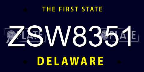 ZSW8351 Delaware License Plate