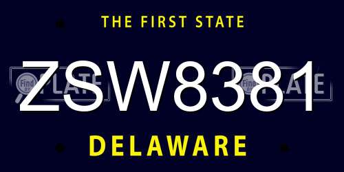 ZSW8381 Delaware License Plate