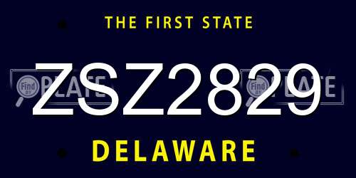 ZSZ2829 Delaware License Plate